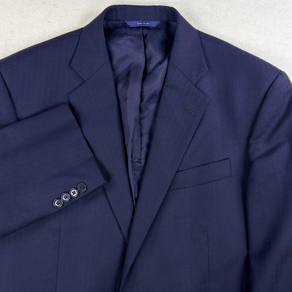 Brooks Brothers 1818 Madison Blazer 42R Navy Saxon Wool Herringbone USA Made